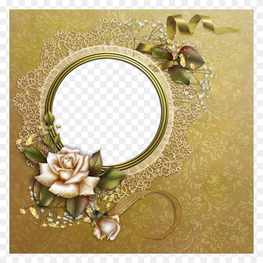 1024x1024 Yellow Rose Clipart Gold Frame, Floral Design, Pattern, Graphics HD PNG Download
