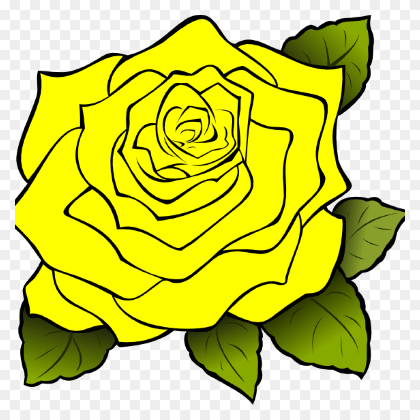 1024x1024 Yellow Rose Clipart Yellow Rose Clipart Yellow Rose Rose Outline Transparent, Flower, Plant, Blossom HD PNG Download