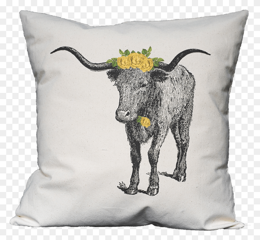 900x825 Yellow Rose Texas Longhorn, Pillow, Cushion, Cow HD PNG Download