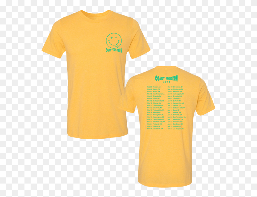 571x584 Yellow Smile Tour Tee Active Shirt, Clothing, Apparel, Sleeve HD PNG Download