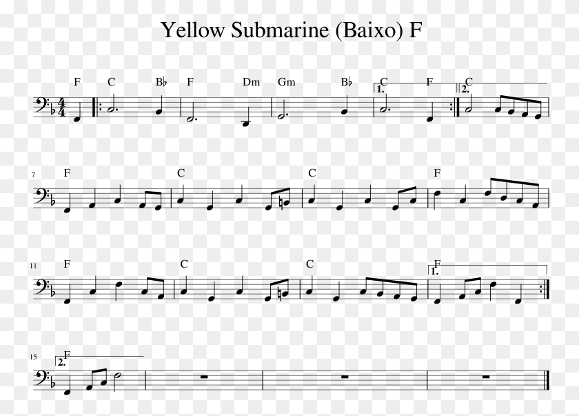 754x543 Yellow Submarine F Sheet Music 1 Of 1 Pages Lidov Psn Ukulele Akordy, Gray, World Of Warcraft HD PNG Download