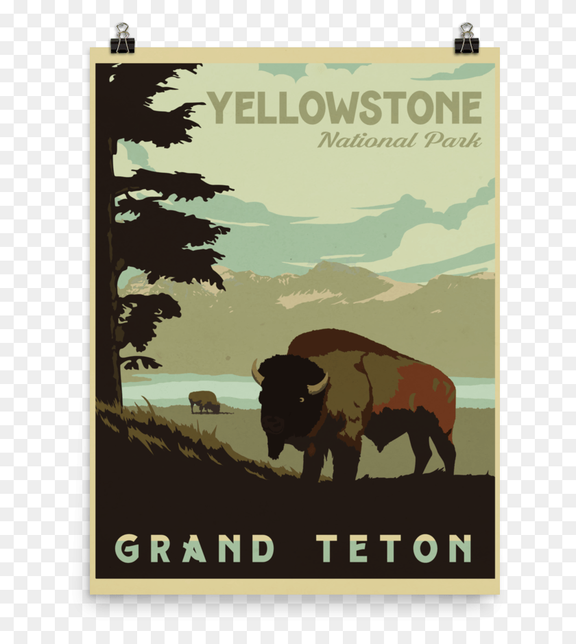 639x879 Йеллоустонский Национальный Парк Бизон, Плакат, Реклама, Корова Hd Png Скачать