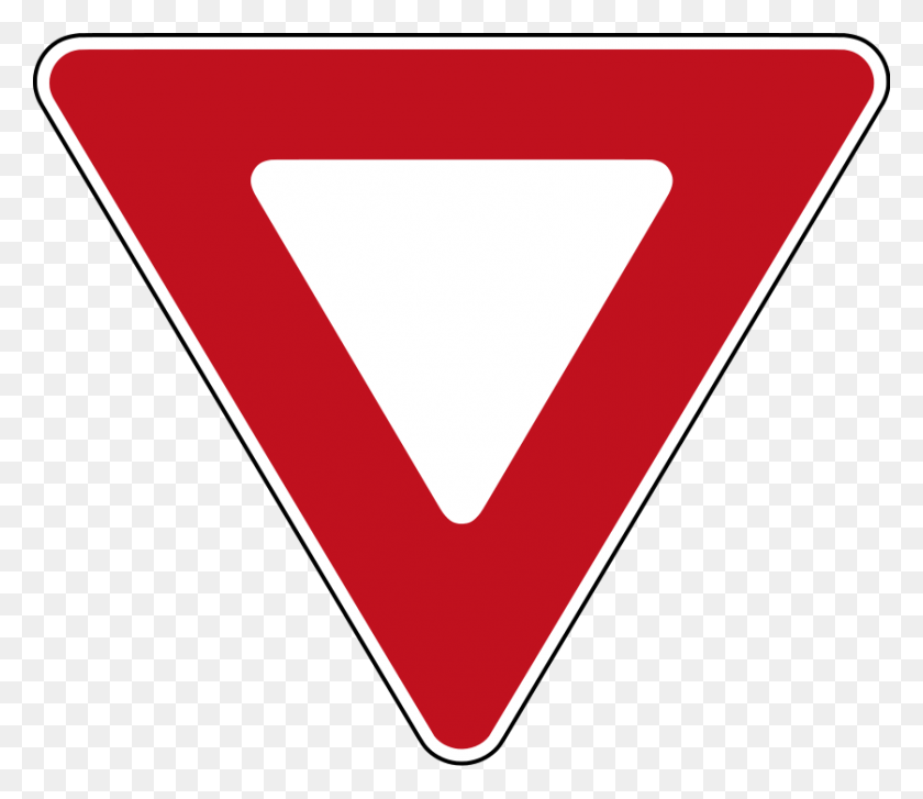 838x717 Yield Sign, Triangle, Symbol, Rug HD PNG Download
