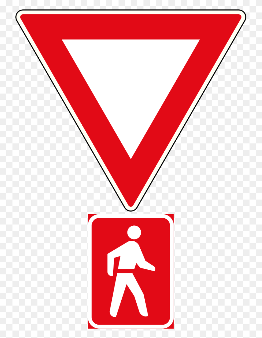 741x1024 Знак Уступить Дорогу Пешеходам, Символ, Дорожный Знак, Треугольник Hd Png Скачать