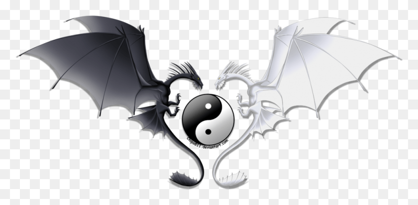 983x444 Yin And Yang Dragons Good And Bad Yin And Yang Dragon HD PNG Download