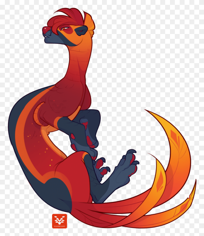 814x952 Yin Red Fire Rooster Auction Closed By Sindonic Cartoon, Animal, Dragon, Bird HD PNG Download
