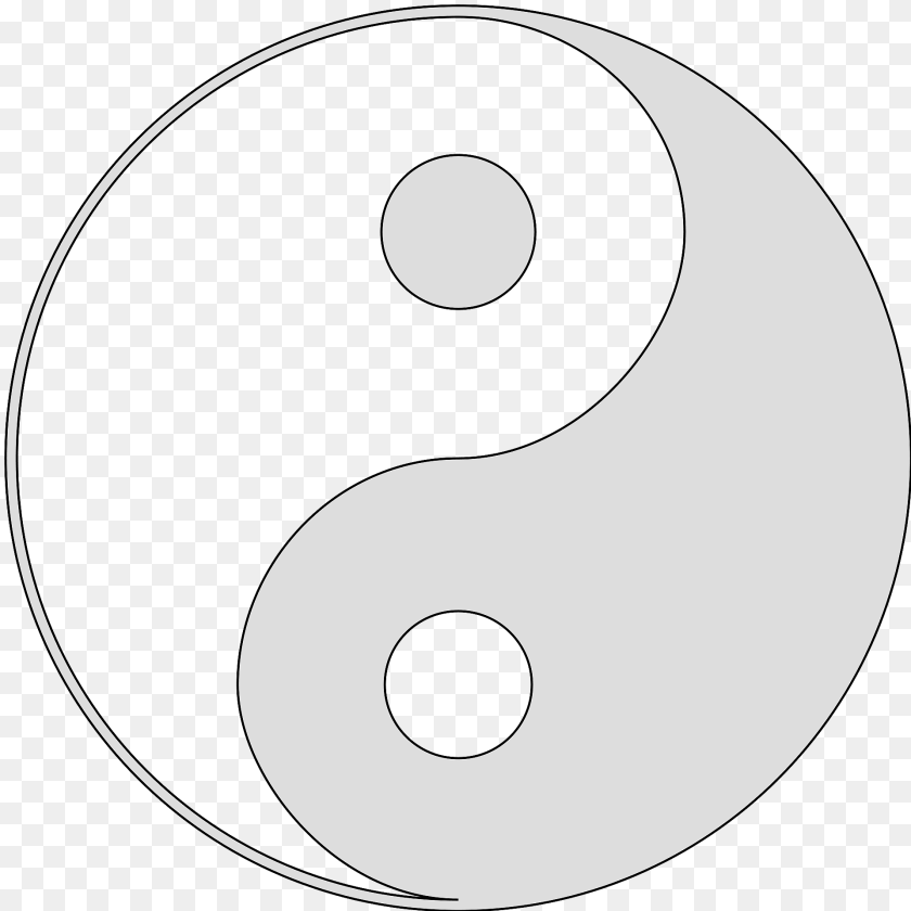 1920x1920 Yin Yang Gray And White Clipart, Number, Symbol, Text, Disk Transparent PNG