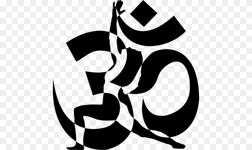 488x500 Yoga With Om Symbol, Gray Sticker PNG