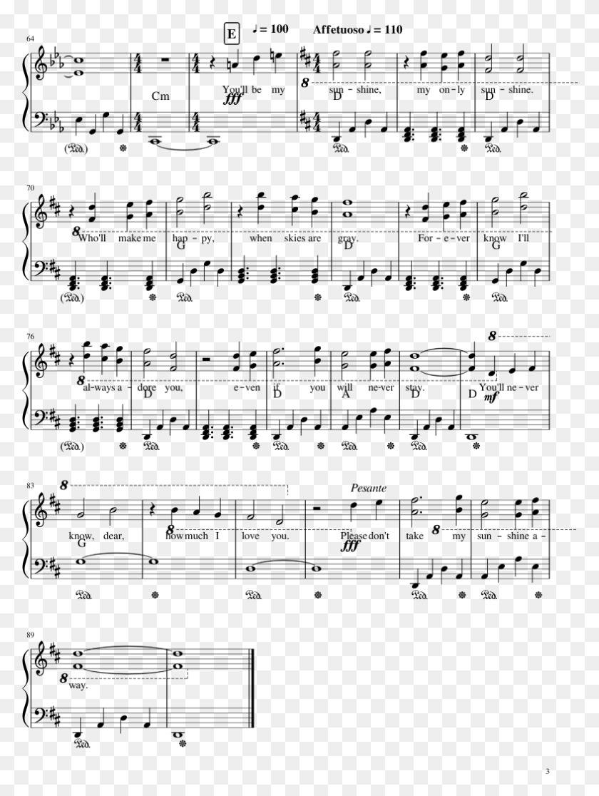 786x1065 You Are My Sunshine Sheet Music Composed By Original Ed Sheeran Perfect Klaviernoten, Gray, World Of Warcraft HD PNG Download