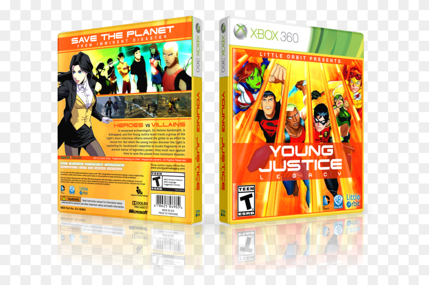 627x499 Young Justice Legacy Box Art Cover Young Justice Legacy Xbox 360 Cover, Person, Human, Advertisement HD PNG Download