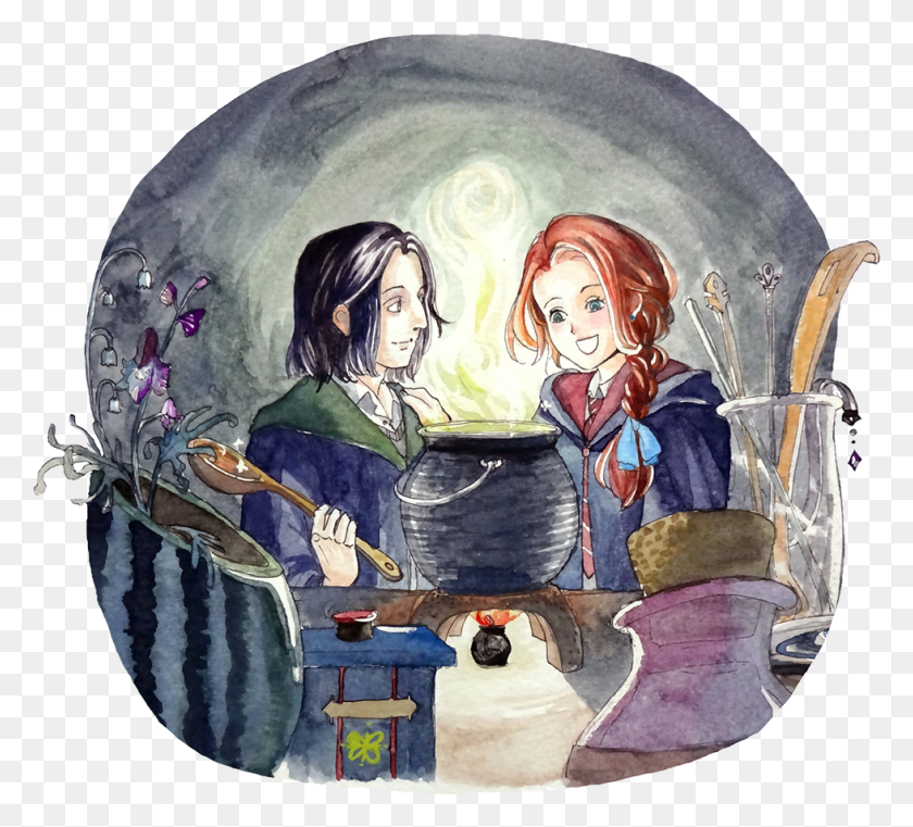 979x881 Young Snape Amp Lily In The Potions Class Harry Potter Fanart Snape, Person HD PNG Download