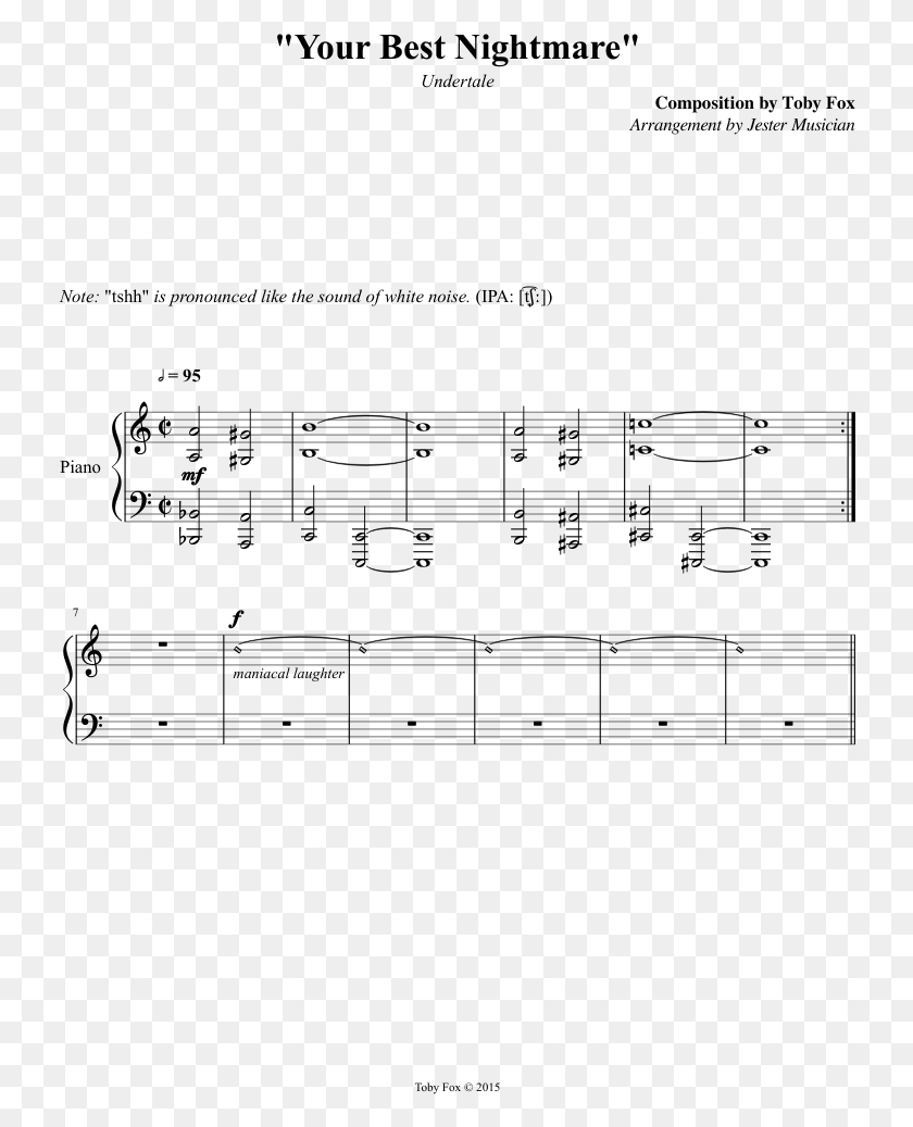 734x977 Your Best Nightmare Sheet Music For Piano Sheet Music, Gray, World Of Warcraft HD PNG Download
