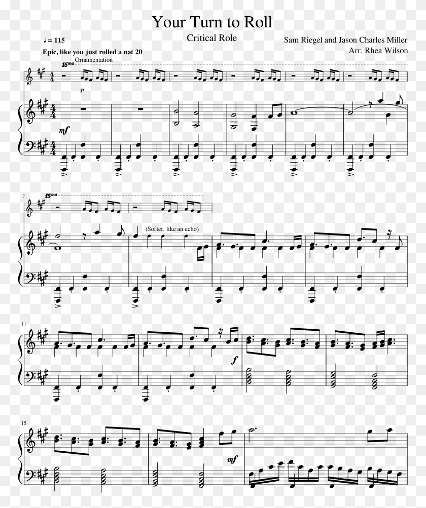 771x943 Your Turn To Roll Critical Role Intro Sheet Music, Gray, World Of Warcraft HD PNG Download