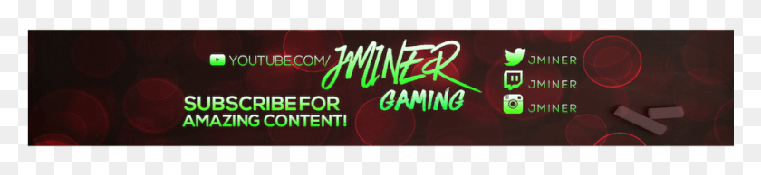 961x166 Youtube Banner Jminer Gaming Calligraphy, Text, Neon, Light HD PNG Download