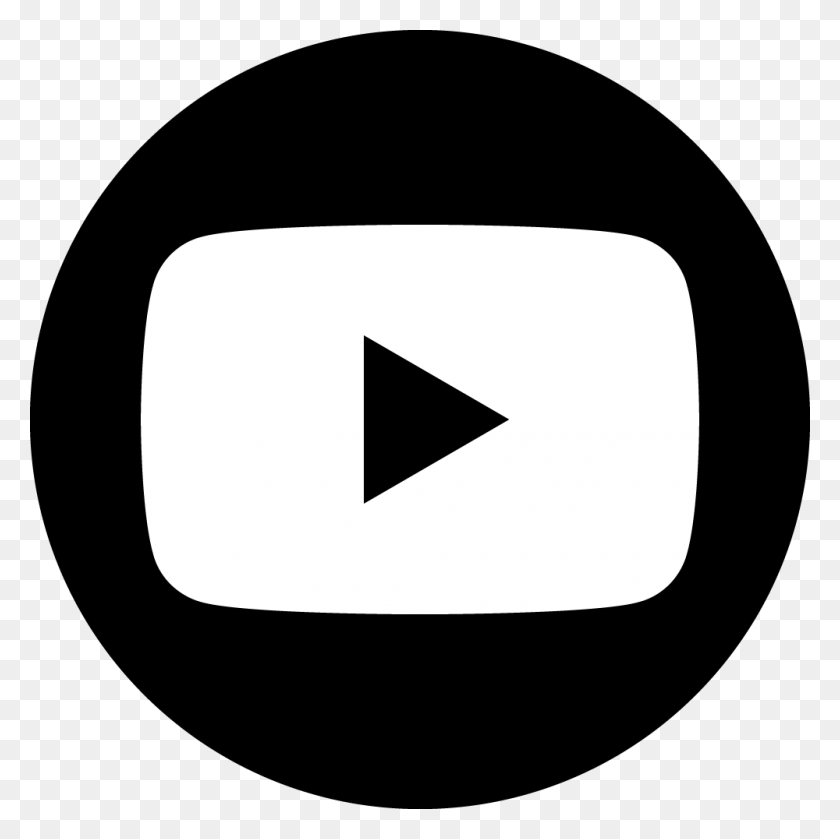1000x1000 Youtube Dark Circle Round Youtube White Icon, Symbol, Label, Text HD PNG Download