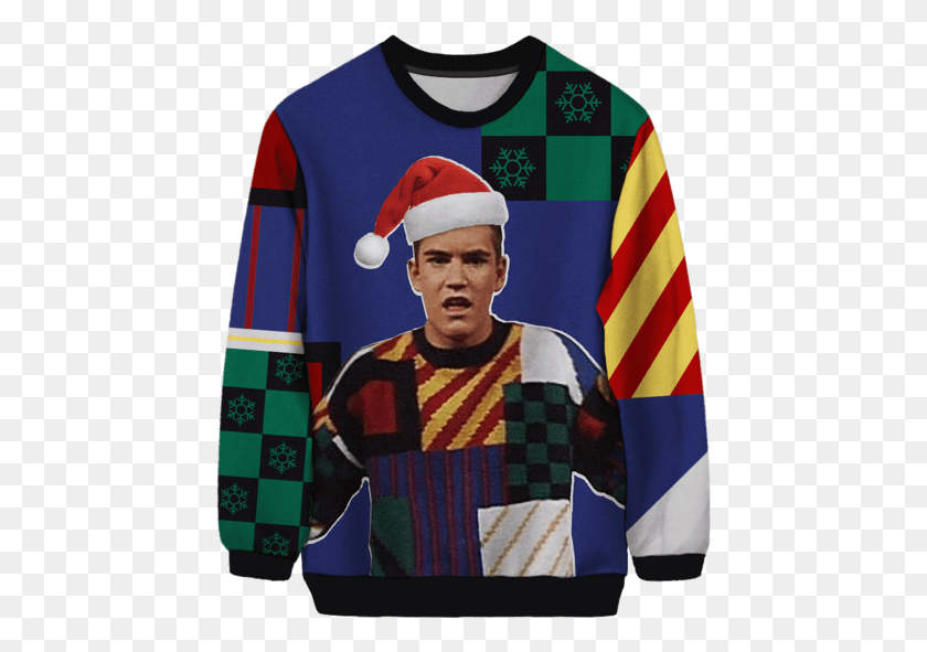 449x531 Zack Morris Unisex Saved By The Bell Christmas Sweaters Zack Morris Sweater, Person, Human, Clothing HD PNG Download