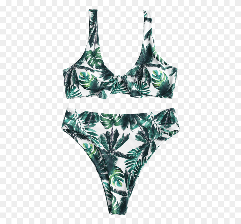 415x720 Zaful Coconut Tree Knotted Bikini Set Swimsuit Bottom, Clothing, Apparel, Lingerie HD PNG Download