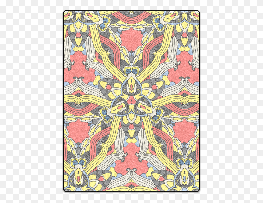447x589 Zandine 0201 Pink Yellow Vintage Floral Pattern Blanket Motif, Rug, Paisley, Embroidery HD PNG Download