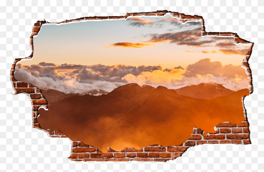 1124x702 Zapwalls Decals Above The Mountain Orange Cloudy Sky, Nature, Outdoors, Scenery HD PNG Download