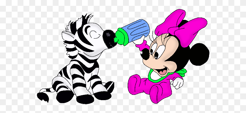 590x327 Zebra Leopard Minnie Mouse Clip Art Glass Painting Of Baby Mickey And Minnie Mouse, Toy, Person, Human HD PNG Download