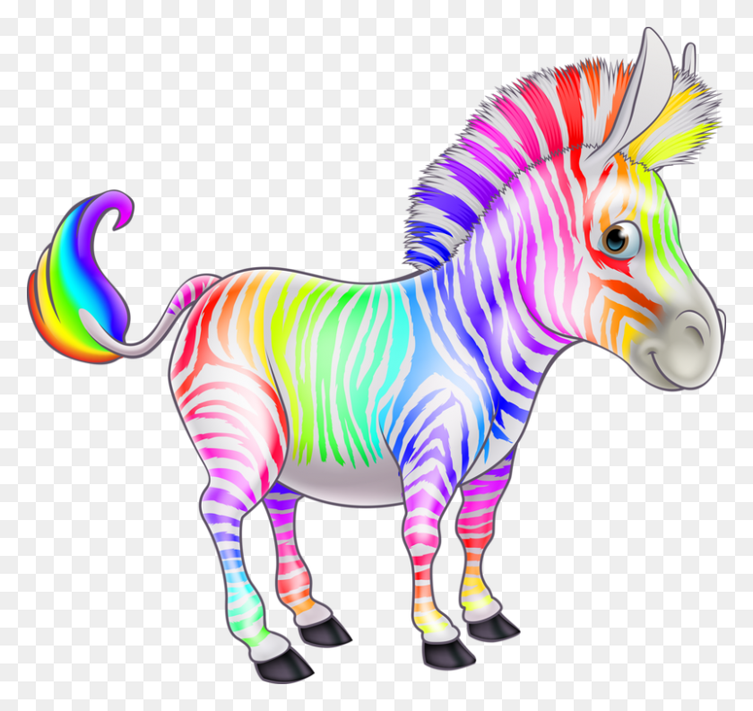 800x752 Zebra Like Rainbow Cartoon Animal, Wildlife, Mammal, Horse Descargar Hd Png