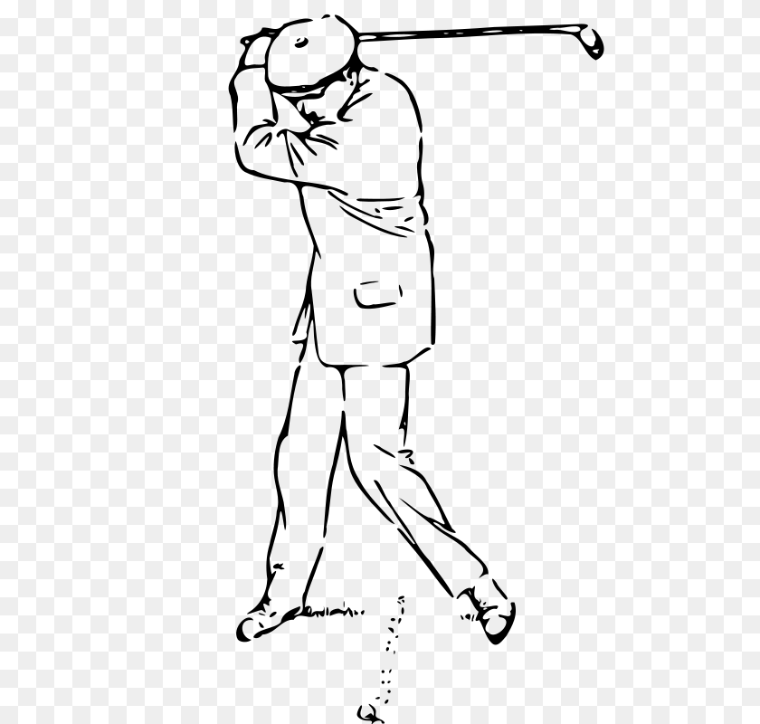 550x800 Zeimusu Golfer At The Top Of The Stroke, Gray Clipart PNG