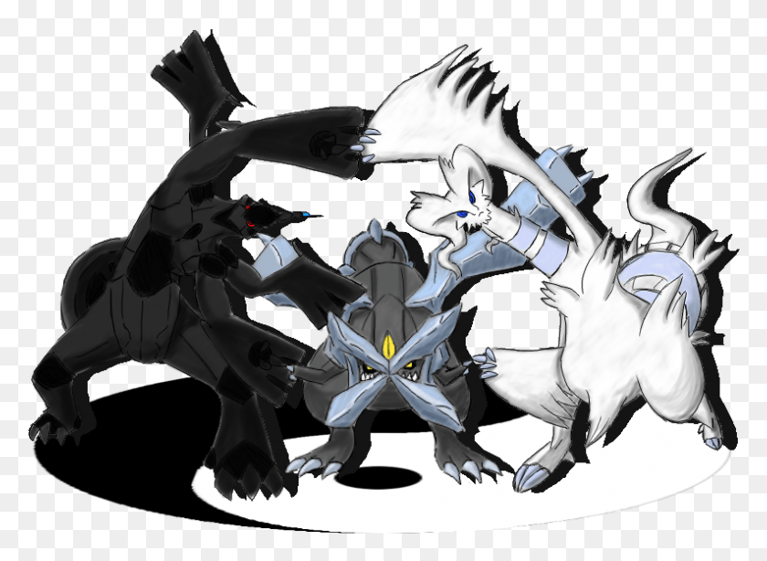 793x564 Zekrom And Reshiram And Kyurem Fused, Statue, Sculpture HD PNG Download