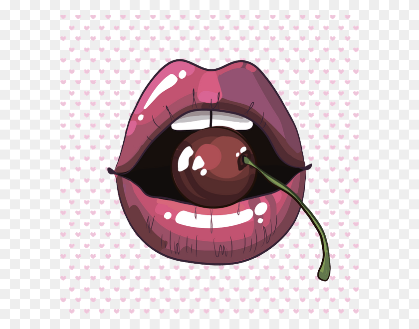 600x600 Zhenskie Gubi Female Lips Cherry Clipart Dripping Lips, Mouth, Lip, Helmet HD PNG Download