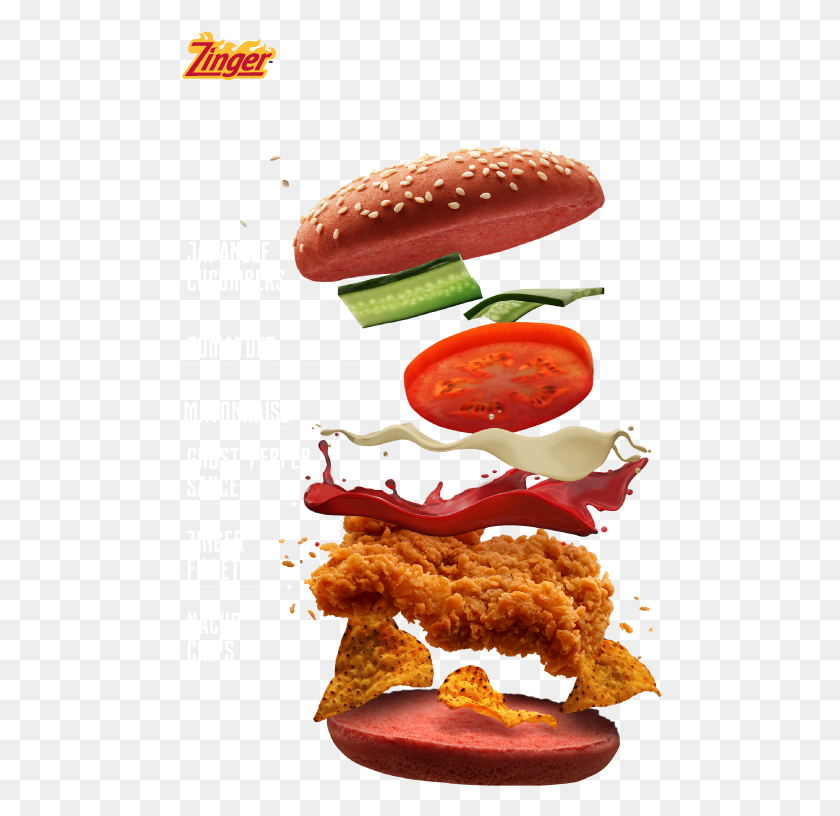 485x756 Zinger, Food, Text, Burger HD PNG Download