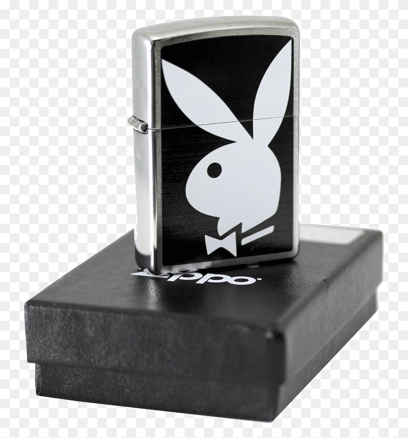 743x841 Zippo Playboy Bunny Logo Lighter Brushed Chrome Playboy Zippo HD PNG Download