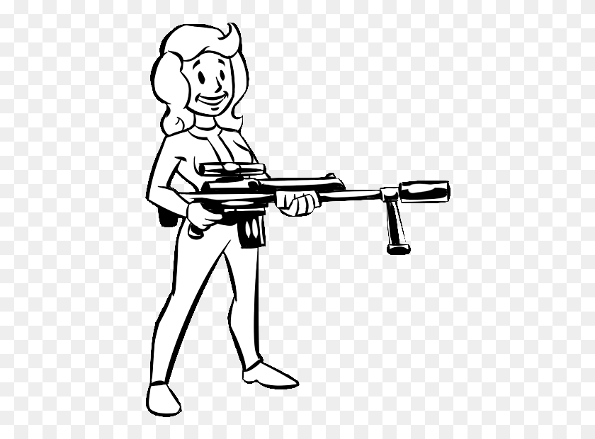 434x560 Znalezione Obrazy Dla Zapytania Vault Boy Colouring Fallout Pip Boy Girl, Person, Human, Gun HD PNG Download