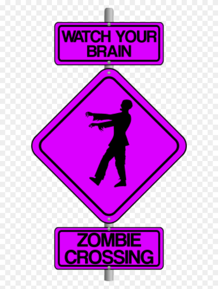 600x1053 Zombie Crossing The Street Comic Traffic Sign, Person, Human, Symbol HD PNG Download