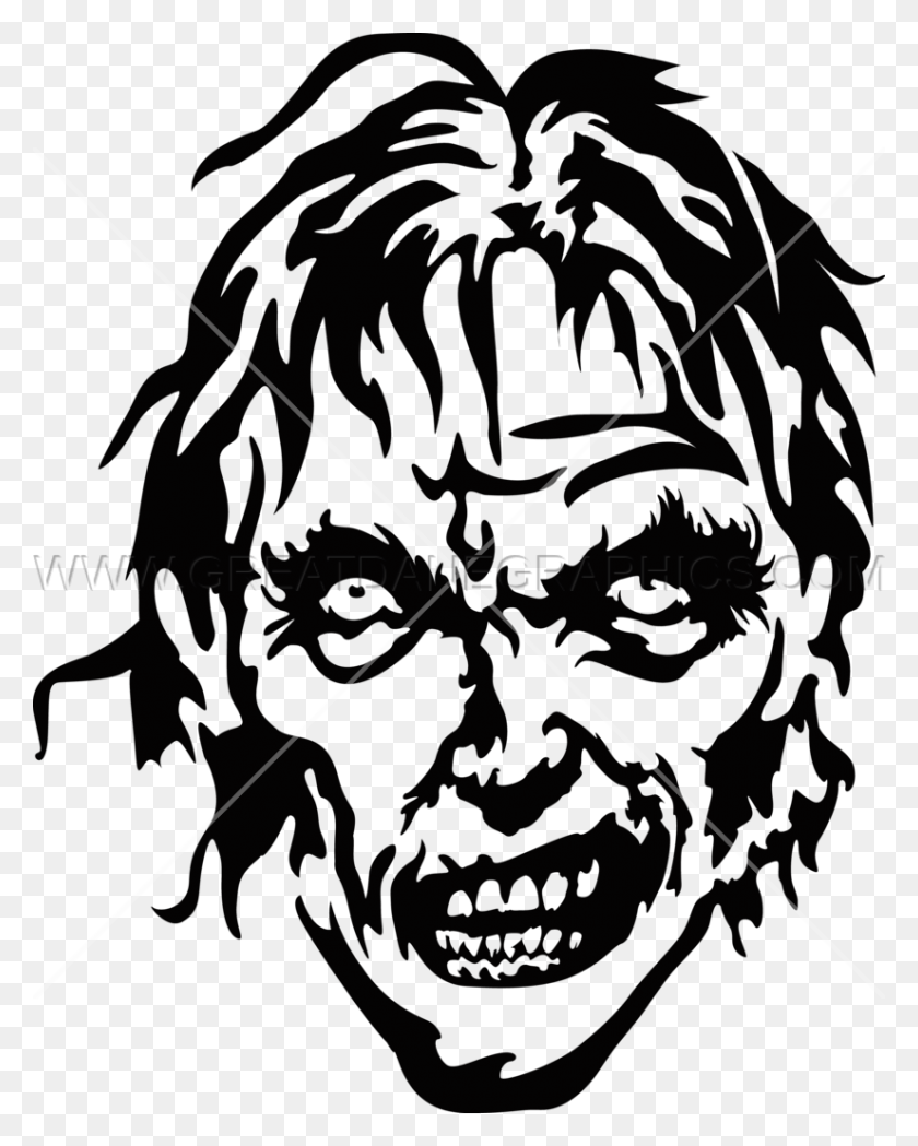 825x1047 Zombie Head Drawing At Getdrawings Zombie Head Clipart Black And White, Symbol, Graphics HD PNG Download