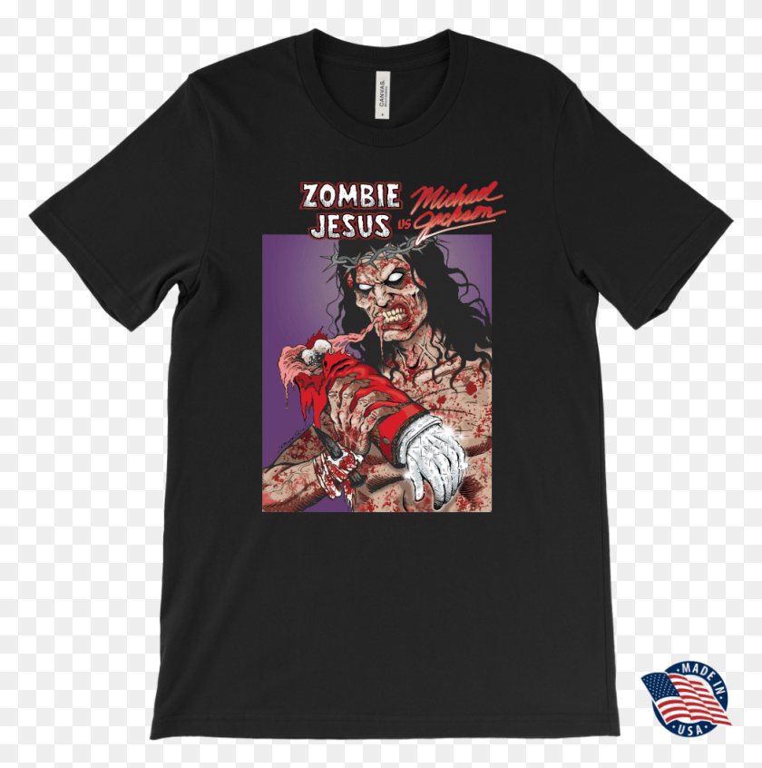 972x980 Zombie Jesus Vs Michael Jackson Original Design By T Shirt, Clothing, Apparel, T-shirt HD PNG Download