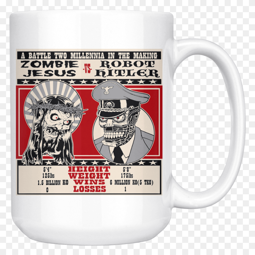 1165x1165 Zombie Jesus Vs Robot Hitler Mug Original Design Zombie Jesus Vs Robot Hitler, Coffee Cup, Cup, Stein HD PNG Download
