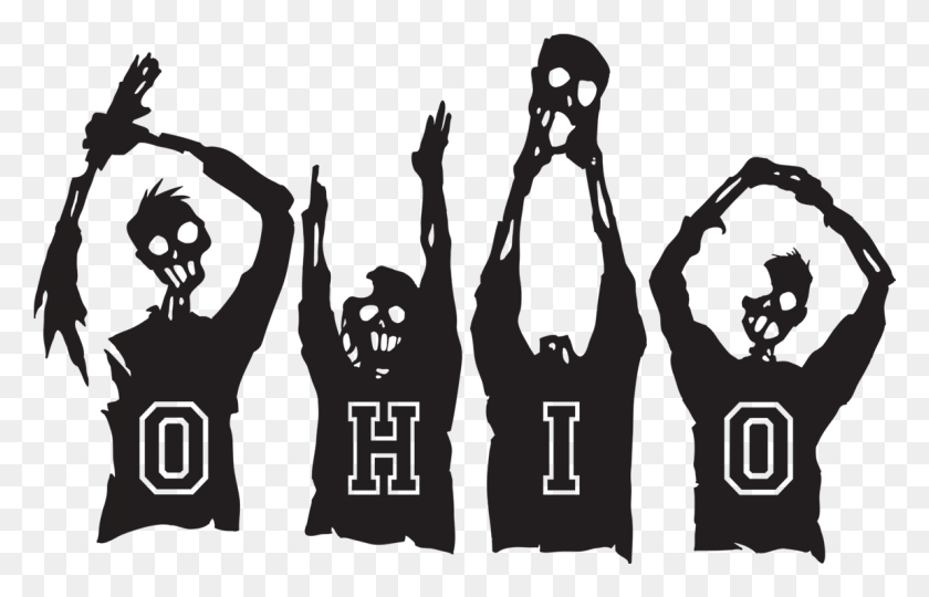 1151x709 Zombie O H I O Silhouette, Hand, Stencil, Person HD PNG Download