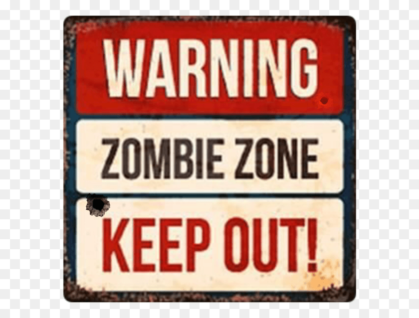 590x578 Zombie Sign Warning Halloween Freetoedit Sign, Symbol, Road Sign, Word HD PNG Download