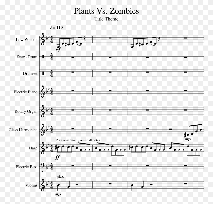 773x747 Zombies Sheet Music 1 Of 14 Pages Plants Vs Zombie Theme Music Sheet, Gray, World Of Warcraft HD PNG Download
