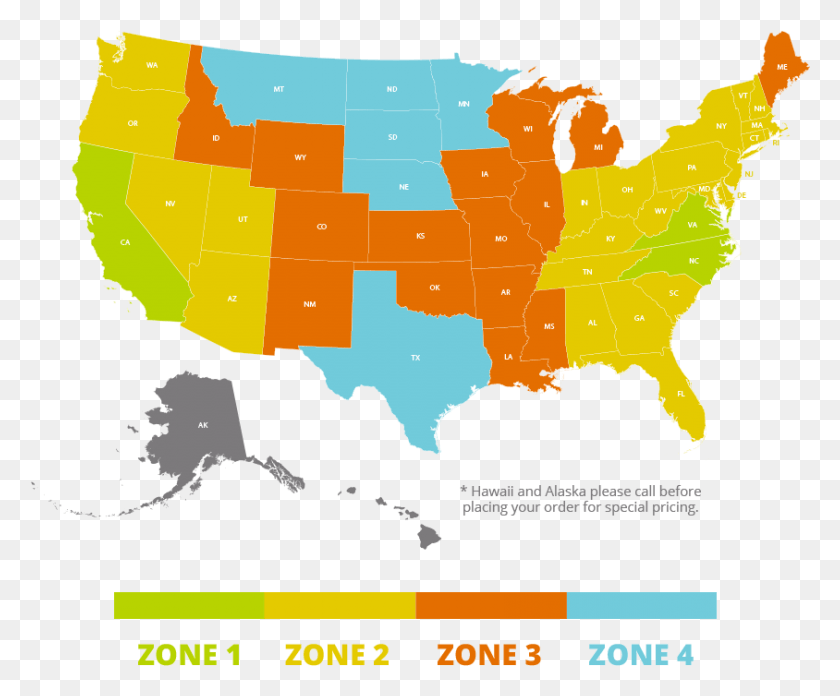 844x689 Zone 1 1 Day Zone 2 2 Days Zone 3 3 Days Zone 4 United States Vector Map, Diagram, Plot, Atlas HD PNG Download