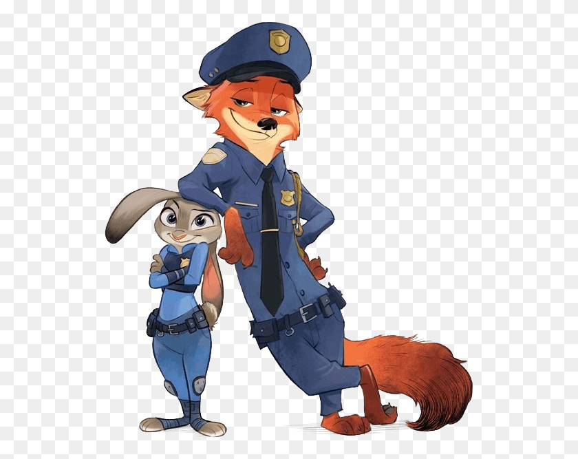 537x607 Zootopia Nick Library Stock Judy Hopps And Nick Wilde Cops, Person, Human, Costume HD PNG Download