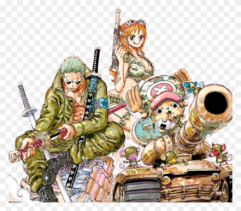 844x731 Zoro And Nami Chopper Transparent One Piece Zoro Soldier, Person, Human, Leisure Activities HD PNG Download